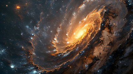 Wall Mural - Spectacular Spiral Galaxy with Glowing Core and Cosmic Dust in Deep Universe Space