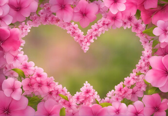 Wall Mural - Heart made with pink phlox flowers.