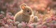 Süßes putziges Hasen Baby in der Frühlingswiese, ai generativ
