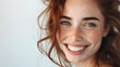 © Oksana_Latysheva - Closeup portrait of Beautiful smiling happy woman with curly hair on white background