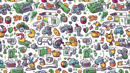 Sticker - Illustration doodles gaming seamless pattern