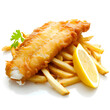 Fish and chips isolated on white background