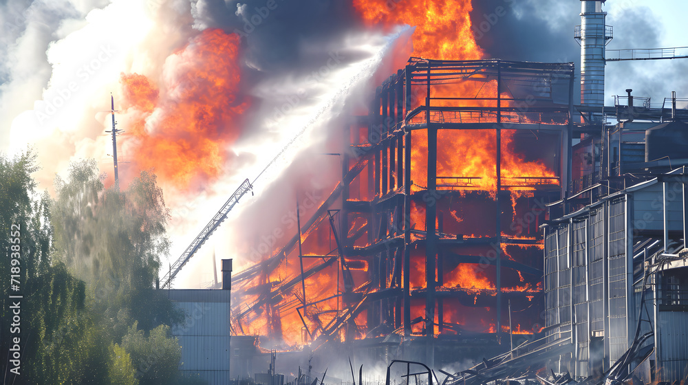 Massive re engulfs industrial building as emergency crews work to put ...