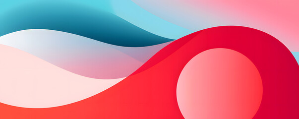 Wall Mural - A colorful banner background with a red circle in the middle. The background is a mix of blue and pink colors