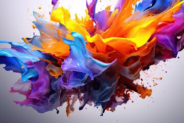 Wall Mural - Colorful paint splashing isolated on white