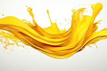 Wall Mural - Shot of yellow paint splash  isolated on white background