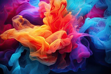 Wall Mural - colorful abstract acrylic smoke on water background.