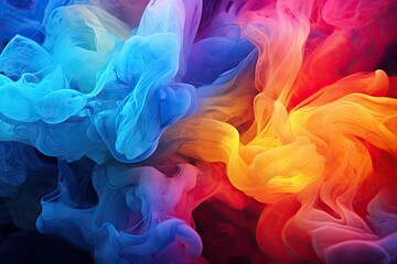 Wall Mural - colorful abstract acrylic smoke on water background.