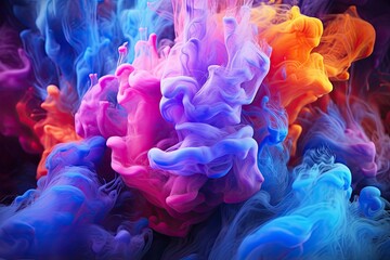 Wall Mural - colorful abstract acrylic smoke on water background.