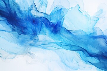 Wall Mural - blue abstract watercolor painting on white paper