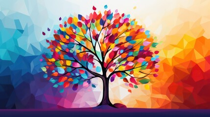 Wall Mural - abstract tree with colorful leaves