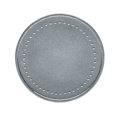 Close up of blank, silver coin isolated on white background