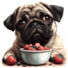 Canvas Print - Cute Vector image Pudding the Pug
