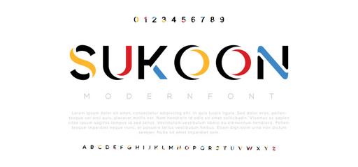 Sukoon Minimal modern alphabet fonts. Typography minimalist urban digital fashion future creative logo font. vector illustration