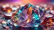 3d render, abstract crystal background, iridescent texture, macro panorama, faceted gem, wide panoramic polygonal wallpaper.  generative, AI.