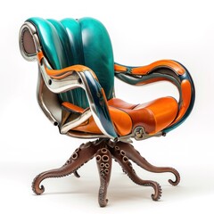 Sticker - A chair with an octopus design on the back and legs, AI