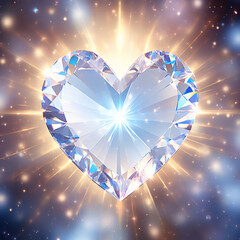 Wall Mural - crystal heart on a universe background stars