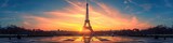 Fototapeta Boho - Eiffel Tower and Trocadero Square at sunrise
