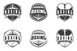 © jundio studio - Boxing club logos labels monochrome emblems badges set, Boxing logo, emblem set collection, design template