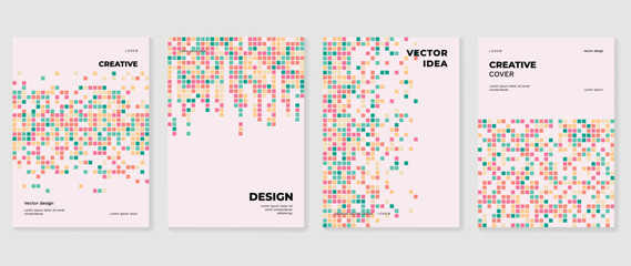 Wall Mural - abstract pixel background cover vector. modern digital wallpaper with colorful. futuristic landing p