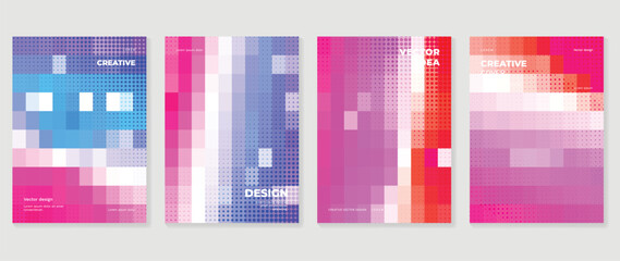 Abstract gradient background cover vector. Modern digital wallpaper with vibrant color, halftone, pixel. Futuristic landing page illustration for branding, commercial, advertising, web, poster.