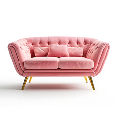 Stylish pink sofa isolated on white background 