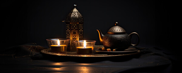 Wall Mural - Arabic Calligraphy and Candle Light Tealight Holders