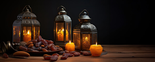 Wall Mural - A Variety of Dates and Nuts in lanterns and glass jars