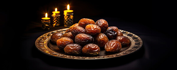 Wall Mural - A Plate of Ripe, Dark Figs Fresh for Eating
