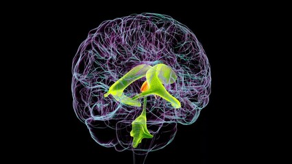 Poster - A 3D scientific animation showcasing the third brain ventricle, a vital component of the brain's ventricular system.