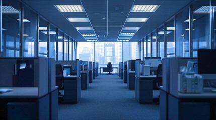 Wall Mural - Modern Office Space with Desks and Chairs, Corporate Business Environment and Interior Design