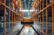Logistics items are transported in warehouses using an automated guided vehicle robot Generative AI