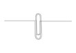 Paper clip in Continuous one single line drawing. Stationery item vector illustration
