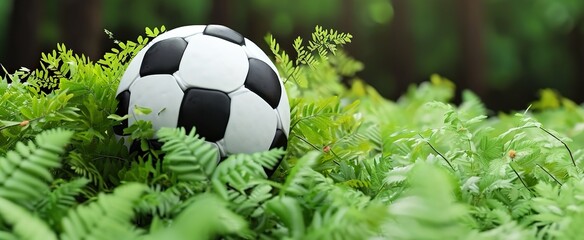 Wall Mural - soccer ball on grass