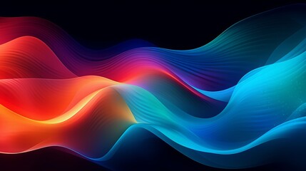 Wall Mural - dynamic retro wave: vibrant rainbow psychedelic color flow on black background – 1970s, 1980s, 90s s
