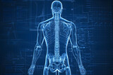 Fototapeta  - Human spine x-ray view on black background