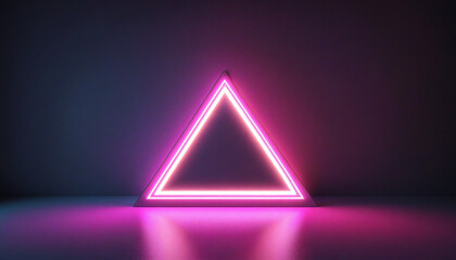 Wall Mural - neon glow minimalist abstract 3d render, illuminated cloud shape and colorful triangular frame on da