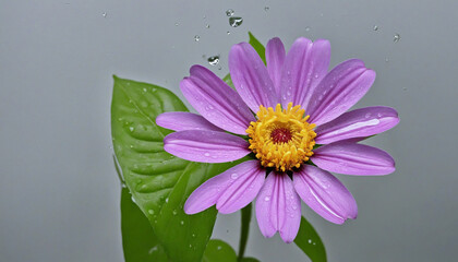 Vibrant, wet, purple flower blooming in nature's beauty