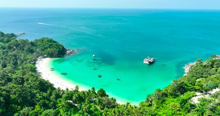 Wall Mural - Sea beach aerial view beautiful in nature Location Phuket Thailand. on March 20204