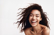 © Fab - Portrait of a tennage girl laughing, isolated on a white background