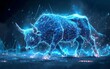 Neon Blue Bull Market Growth Concept