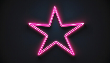 Wall Mural - neon star on abstract dark background. minimalist geometric design for wallpaper.