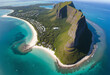 Aerial view of Le Morne Mountain in Mauritius, Africa