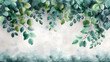 Watercolor vines jade color on solid background 