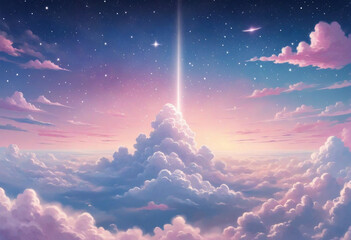 Wall Mural - celestial sky illustration with clouds.