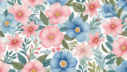 Soft pastel watercolor floral background