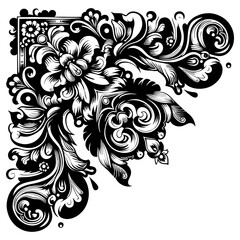 black and white floral ornament