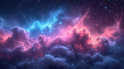 Wall Mural - beautiful fantasy starry night sky, blue and purple colorful, galaxy and aurora 4k wallpaper