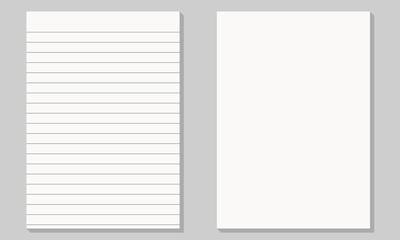 Wall Mural - Set of illustration of blank sheets of square and lined paper .Realistic lined notepapers. 