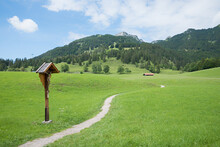 Wayside Cross At Hiking Trail Hochkreuth, Near Bayrischzell, Bavaria